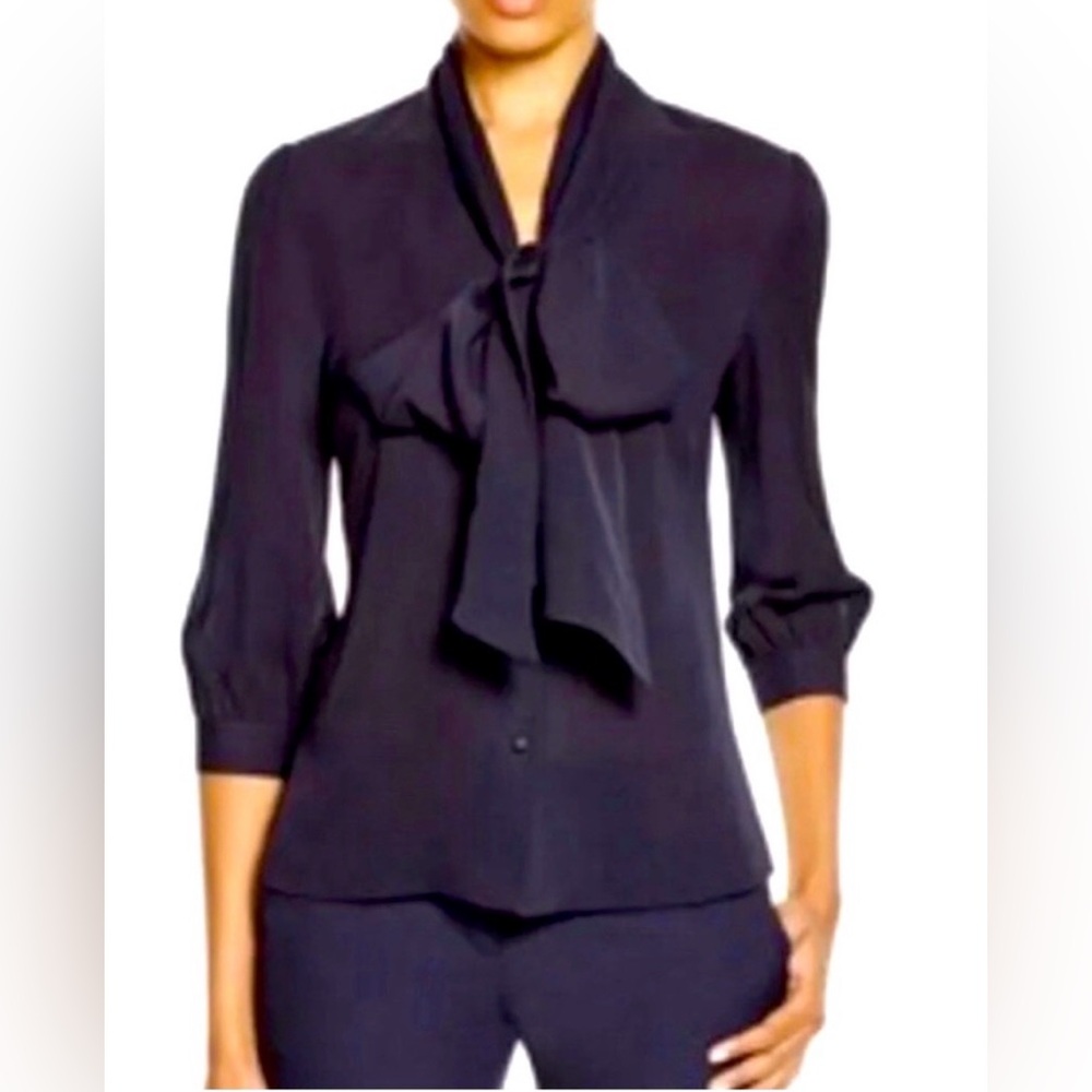 Tory Burch Navy Uniform Bow Blouse size 4